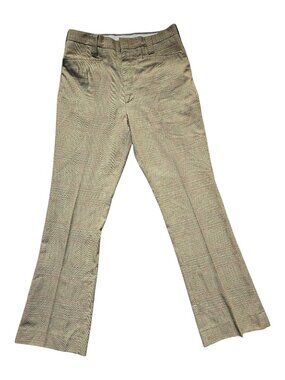 60s - 70s Farah no-ironing plaid flared trousers . 30" w x 28.5" inseam US made